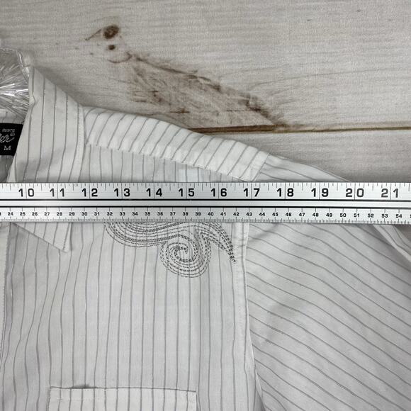 Vintage Wrangler Pearl Snap Short Sleeve Button Up White Embroidered Metallic - Picture 9 of 13